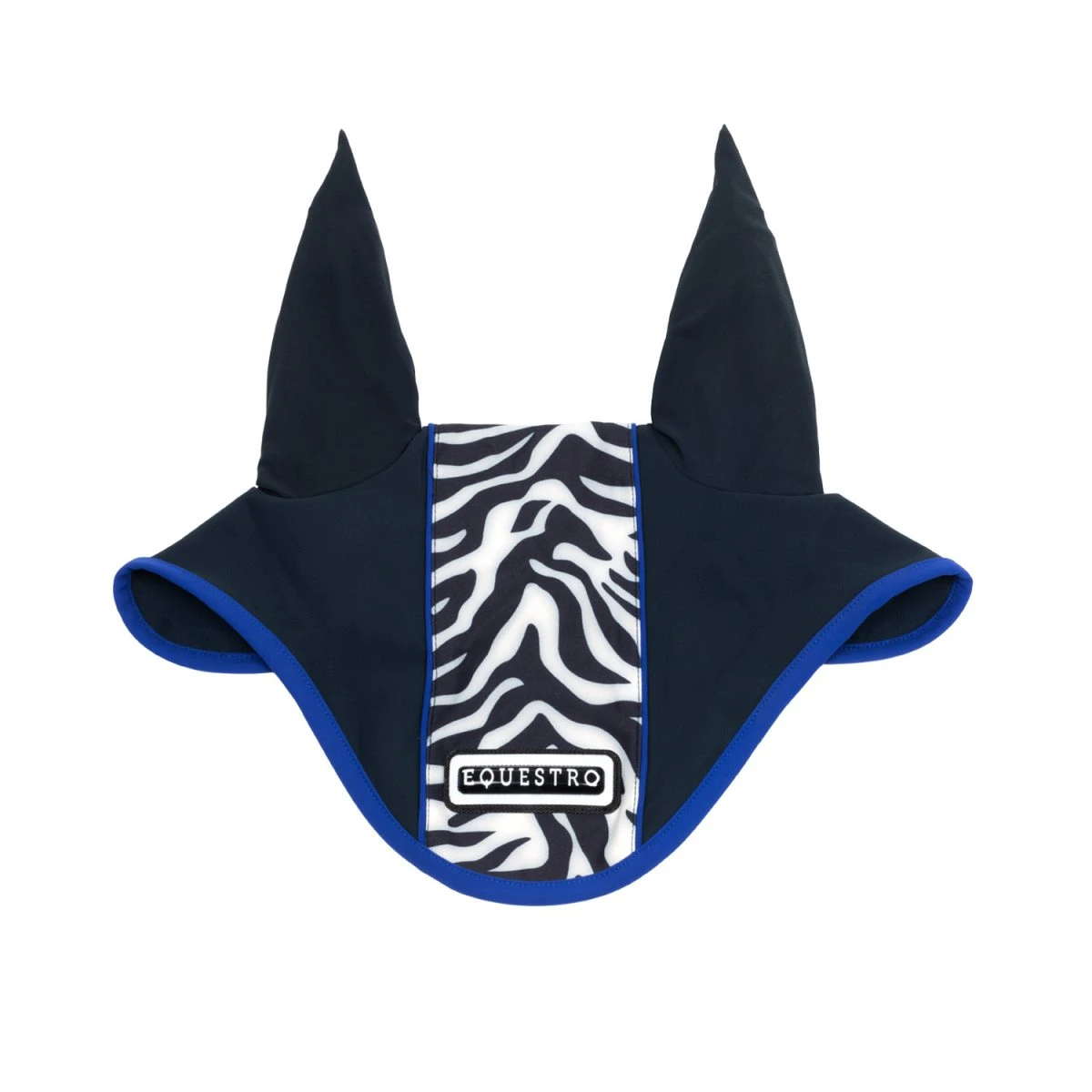 Equestro Cuffietta in tessuto tecnico con fascia zebrata - Full Blu Navy/Blu Sodalite