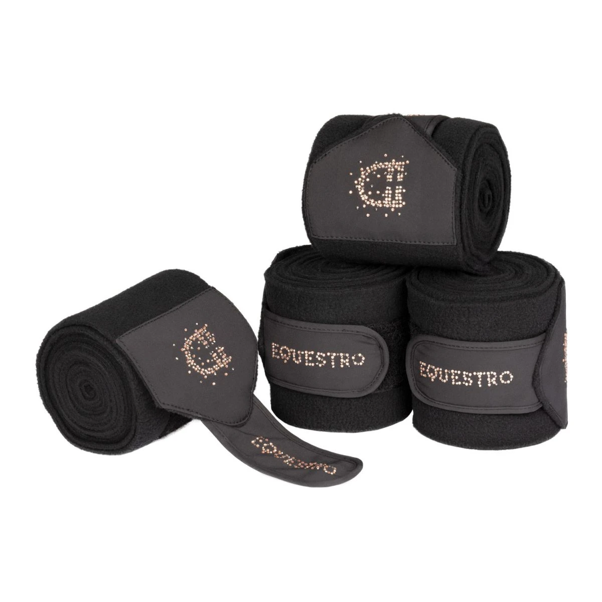 Equestro Fasce in pile con logo in strass - set 4