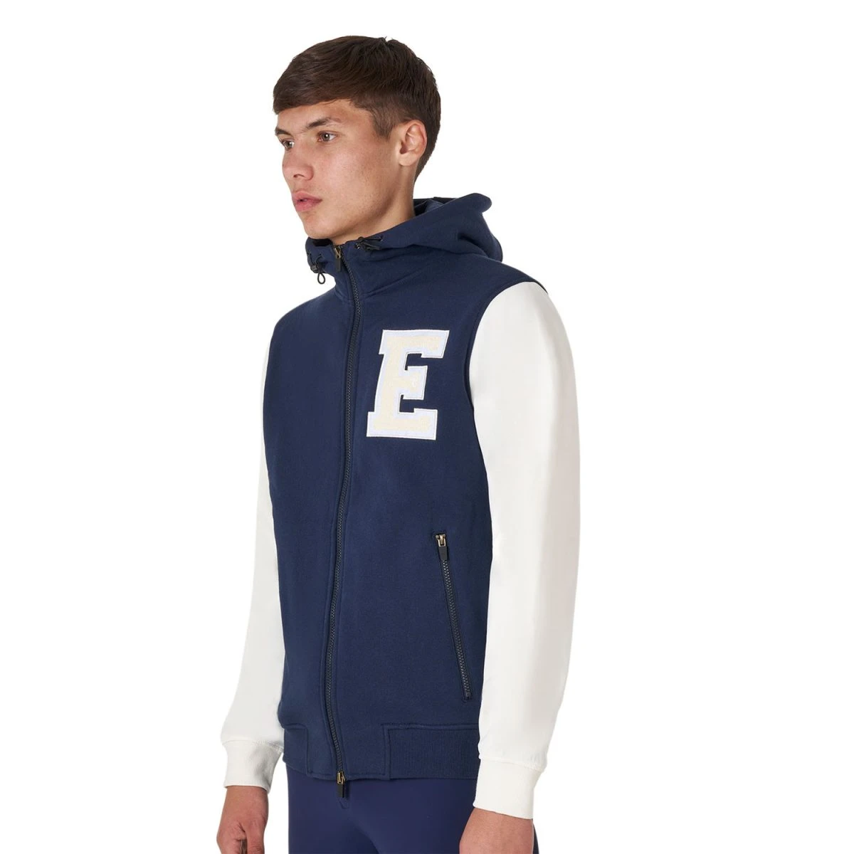 Equestro Felpa Uomo Bicolore con Cappuccio e Zip