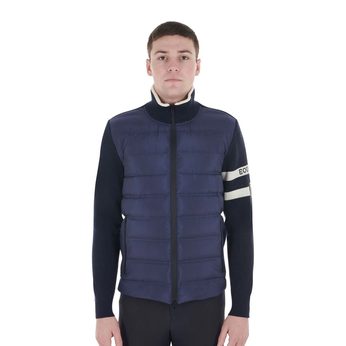 Equestro Giacca Uomo in Nylon e Maglia con Imbottitura in Piuma - XS Blu Navy