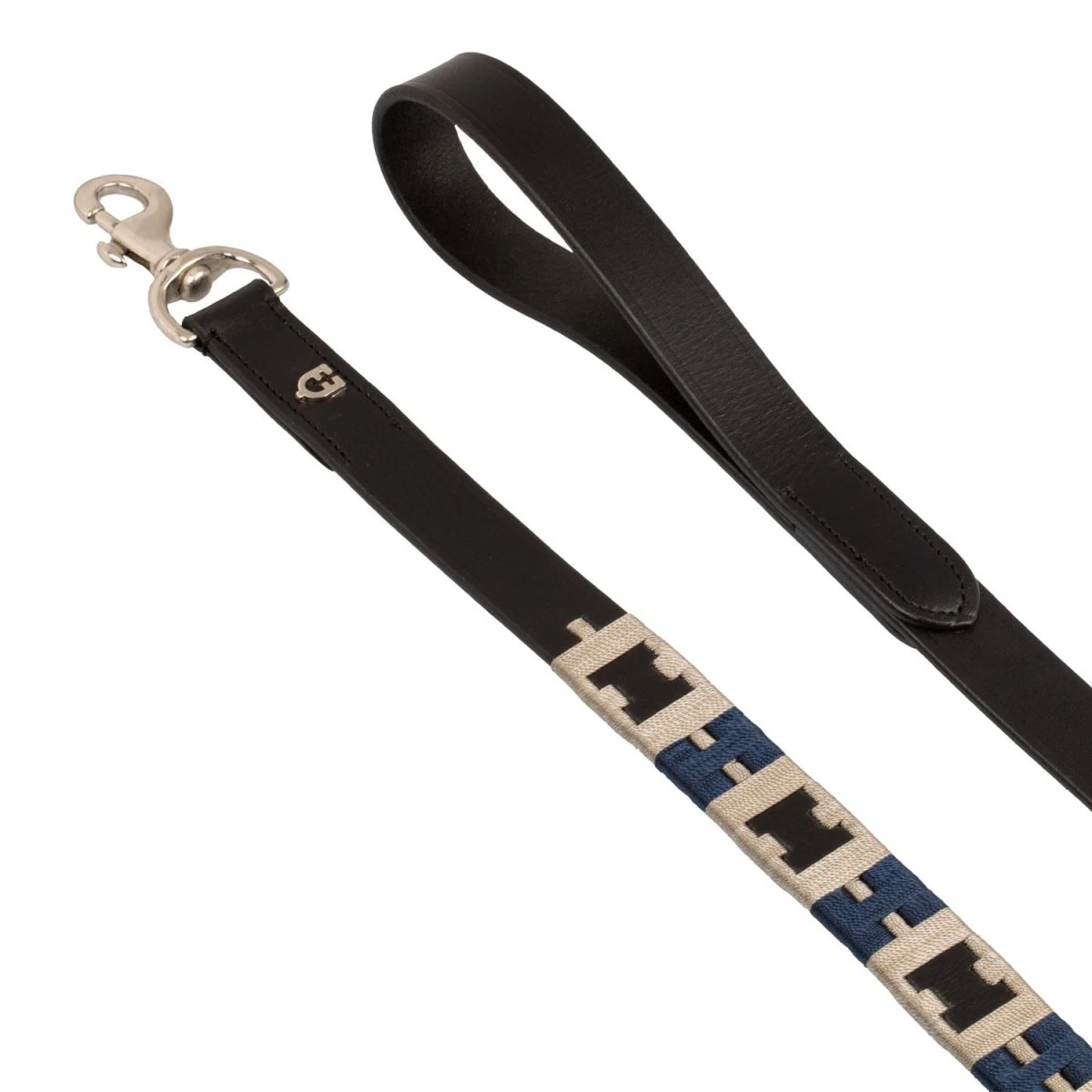 Equestro Guinzaglio Polo H in cuoio con motivo geometrico - Nero - foto 2