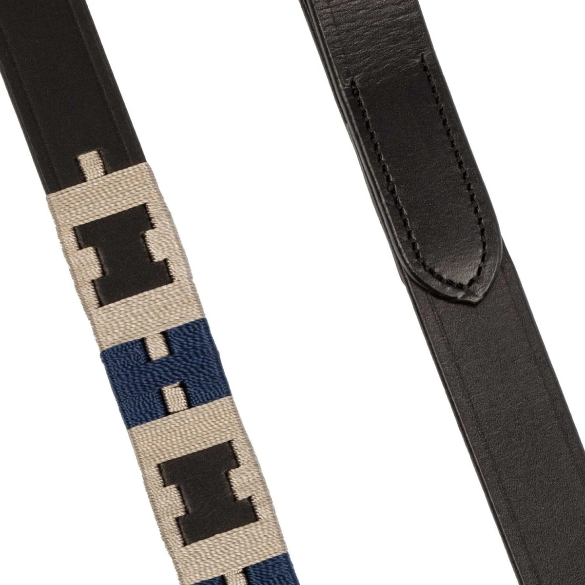 Equestro Guinzaglio Polo H in cuoio con motivo geometrico - Nero - foto 3