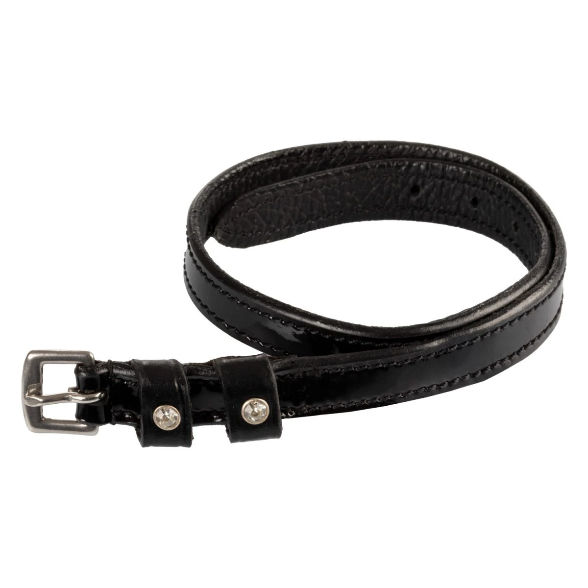 Equestro Lacciolini per speroni con cristalli in cuoio - Unica Nero