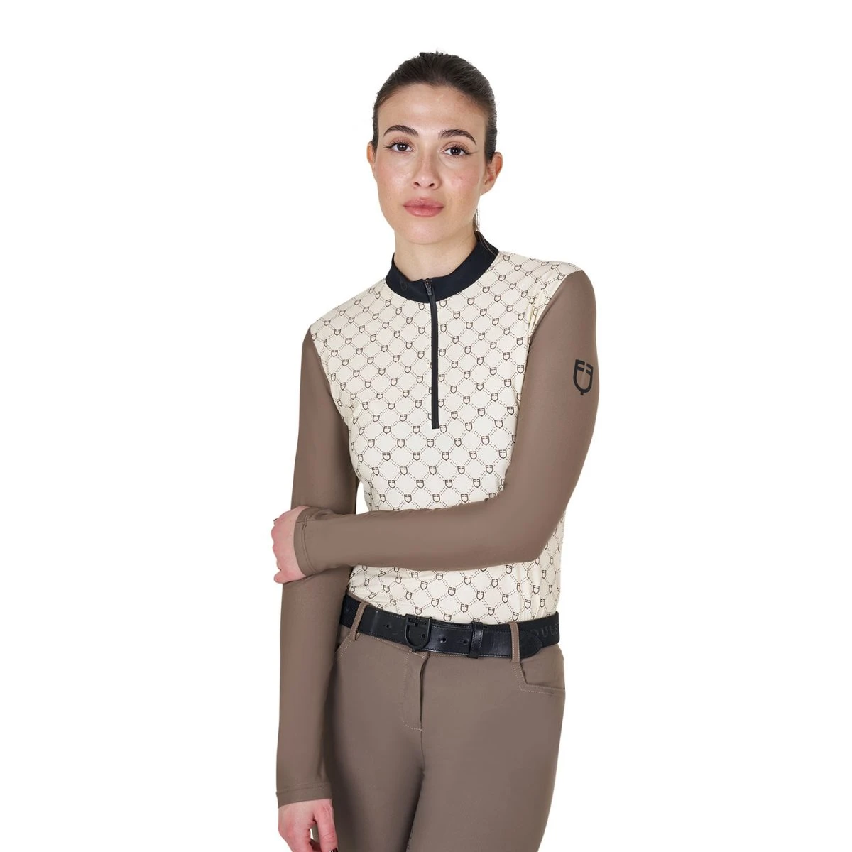 Equestro Polo donna da allenamento manica lunga Monogram