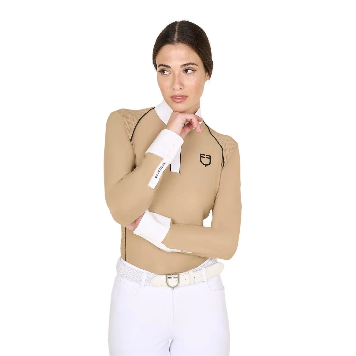 Equestro Polo donna slim fit da concorso con inserti in mesh