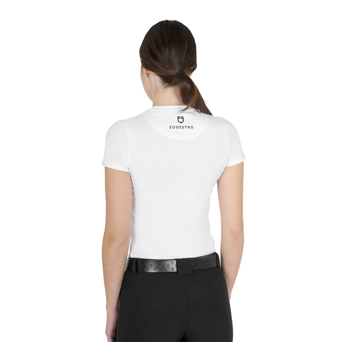 Equestro T-shirt donna Ready To The Party in cotone con strass - XS Bianco - foto 2
