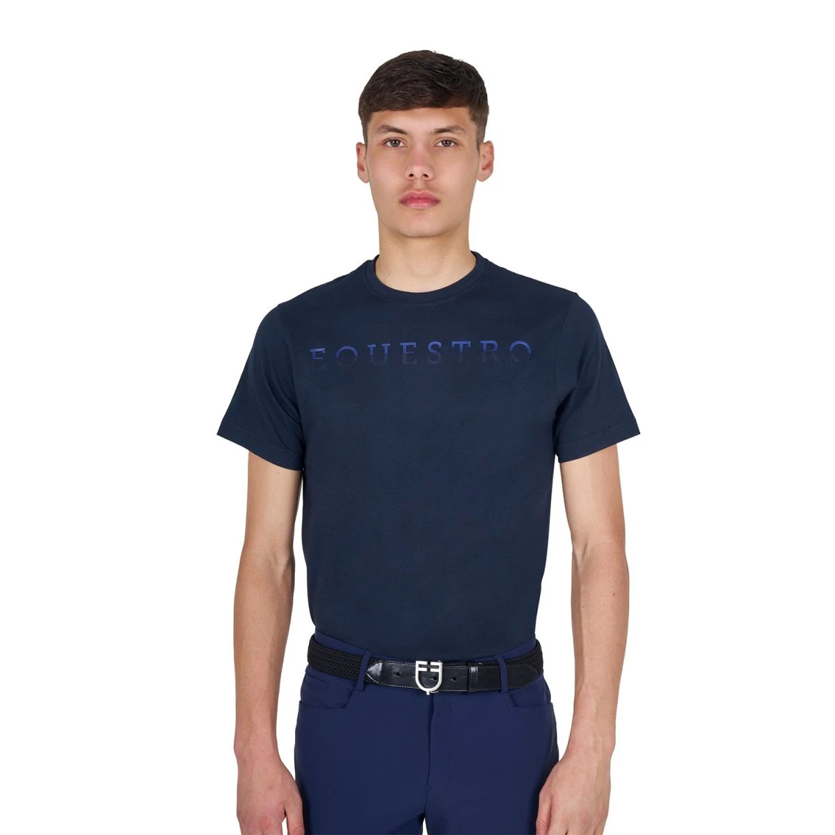 Equestro T-shirt uomo slim fit con scritta tono su tono