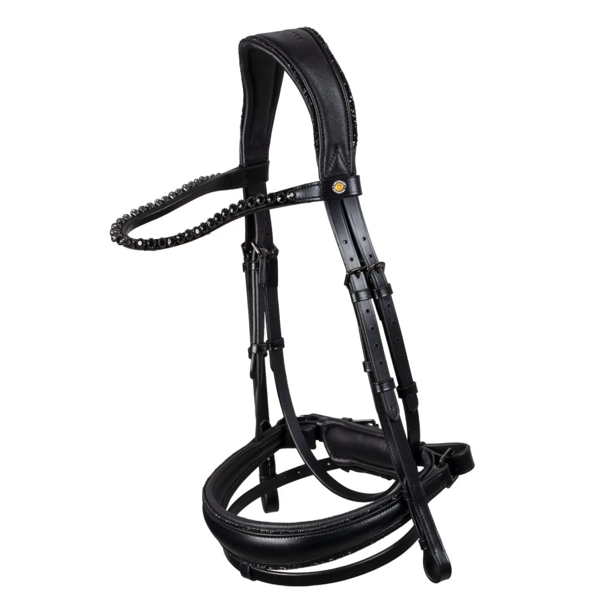 Equestro Testiera dressage anatomica in cuoio con strass