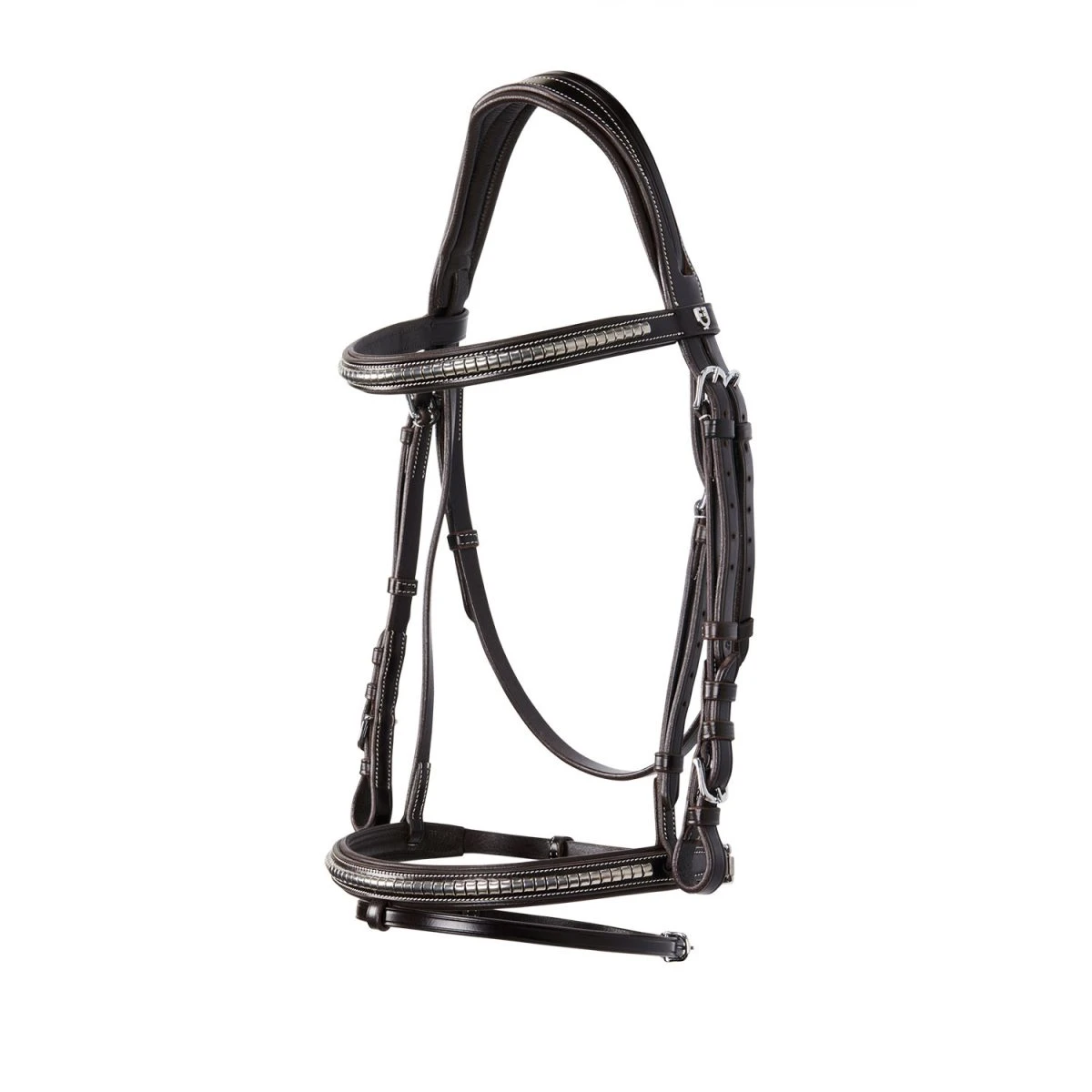 Equestro Testiera inglese in cuoio Clincher - Cob Testa di Moro