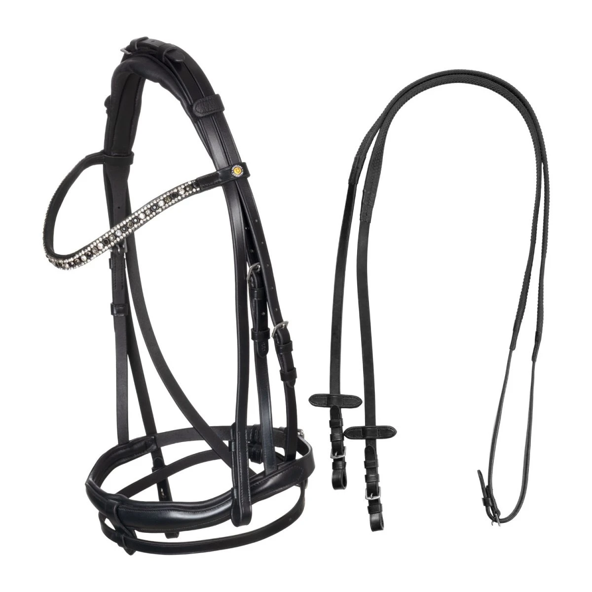 Equestro Testiera inglese in cuoio con strass