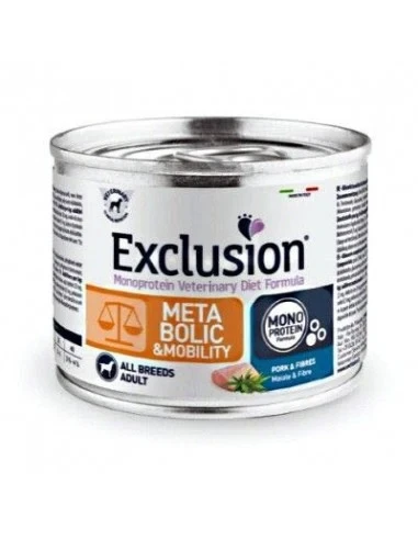 Exclusion Metabolic Mobility umido cane Pork & Fibres in lattina da 200 g