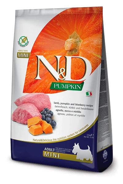 Farmina N&D Pumpkin Adult Mini crocchette agnello zucca e mirtillo per cani mini