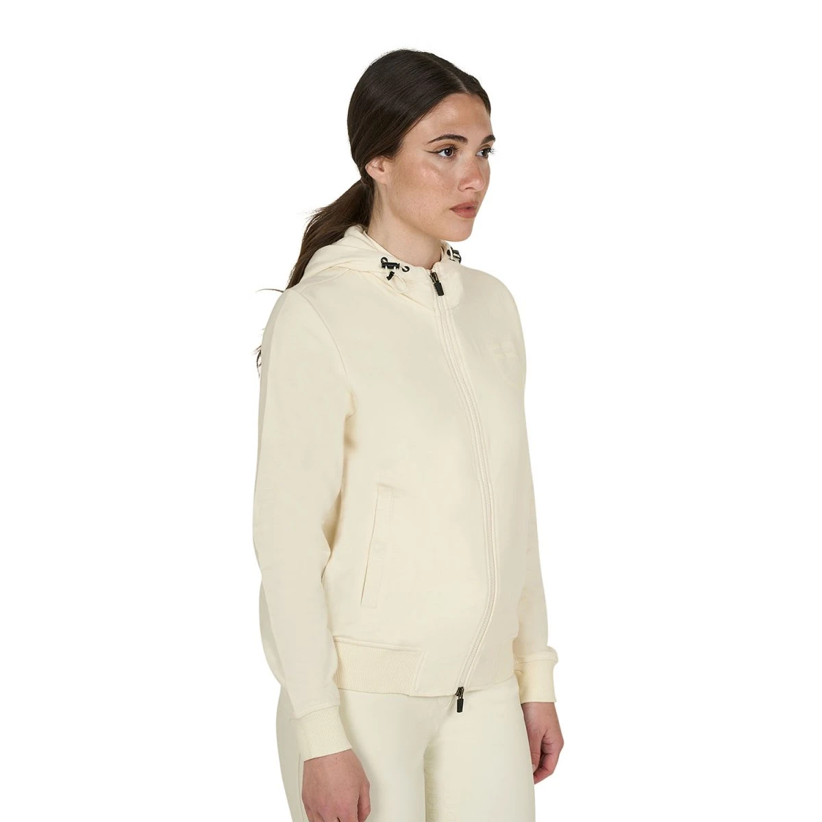 Felpa donna con cappuccio e zip Equestro - cotone garzato