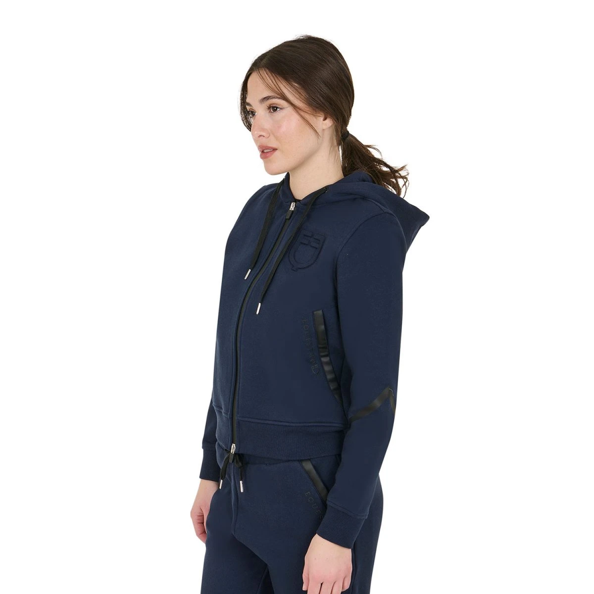 Felpa donna con zip e cappuccio Equestro - XL Blu Navy - foto 6