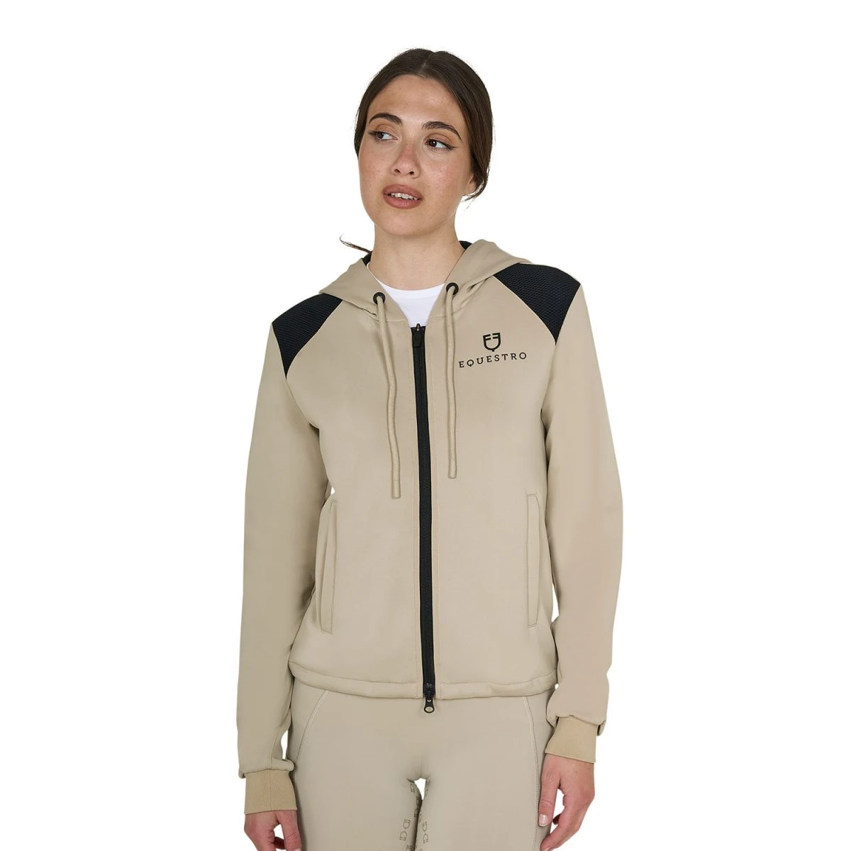 Felpa donna cropped con cappuccio Equestro