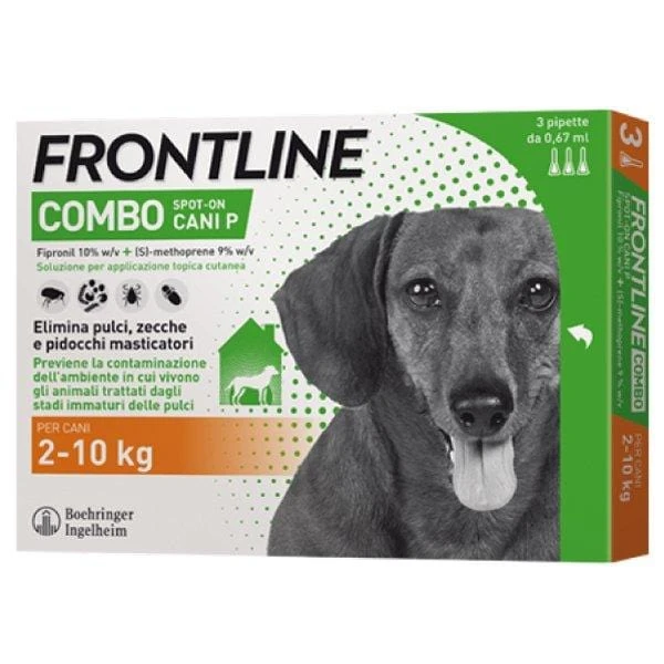 Frontline Combo antiparassitario spot on cani 2-10 kg confezione da 3 pipette