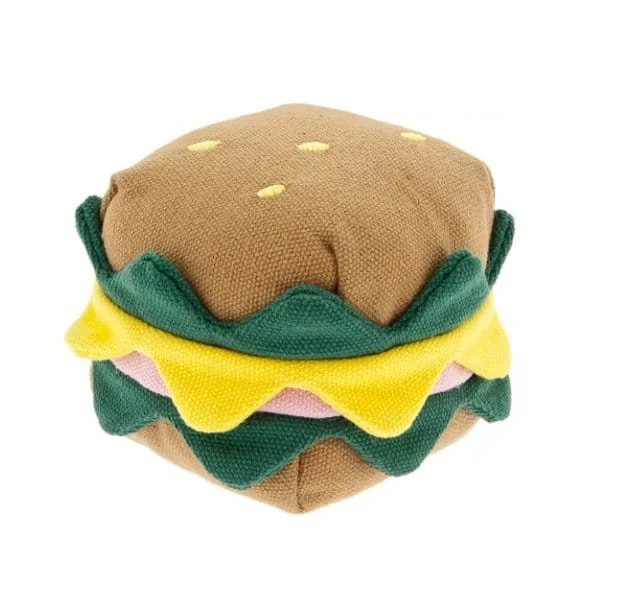 Gioco hamburger per cani Ferribiella in canvas con squeaker