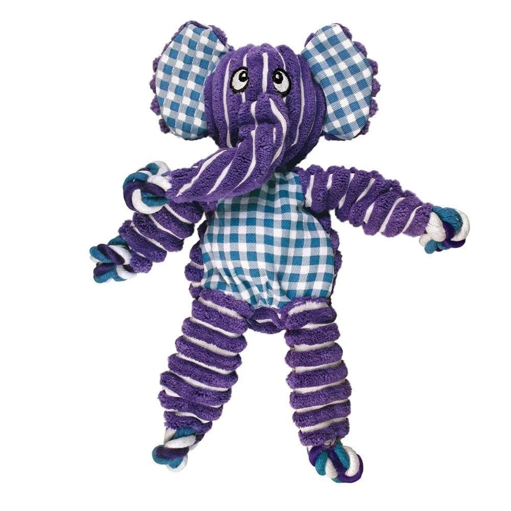 KONG Floppy Knots Elefante Viola M-L, gioco per cani con corda annodata e squeaker