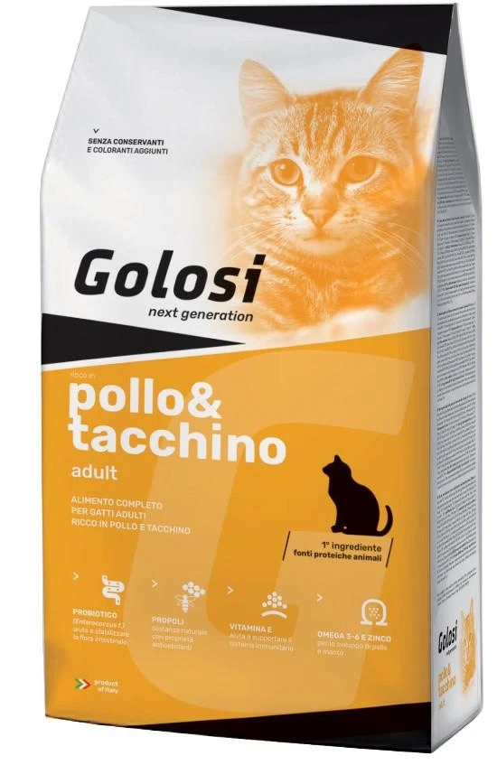 GOLOSI Cat Pollo/Tacchino 1,5 kg - Mangime Secco per Gatti
