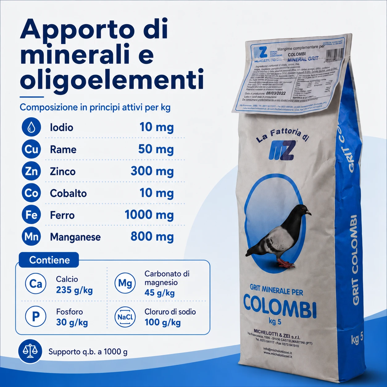Analisi 2 Sale grit per Piccioni e galline
