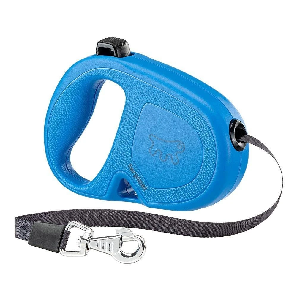Guinzaglio estensibile per cani Ferplast Flippy One Tape blu con fettuccia in nylon