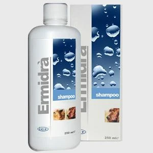 Shampoo idratante cane ICF Ermidrà 250 ml in flacone bianco con confezione