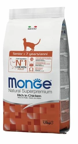 Monge Cat Senior Pollo 1,5 kg - Alimento secco per gatti senior - Monge Superpremium