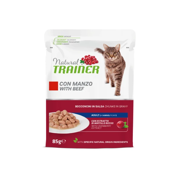 Natural Trainer Gatto Manzo bocconcini in salsa 85 g