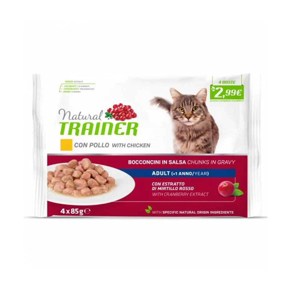 Natural Trainer multipack umido gatto Adult al Pollo - 4 x 85 gr