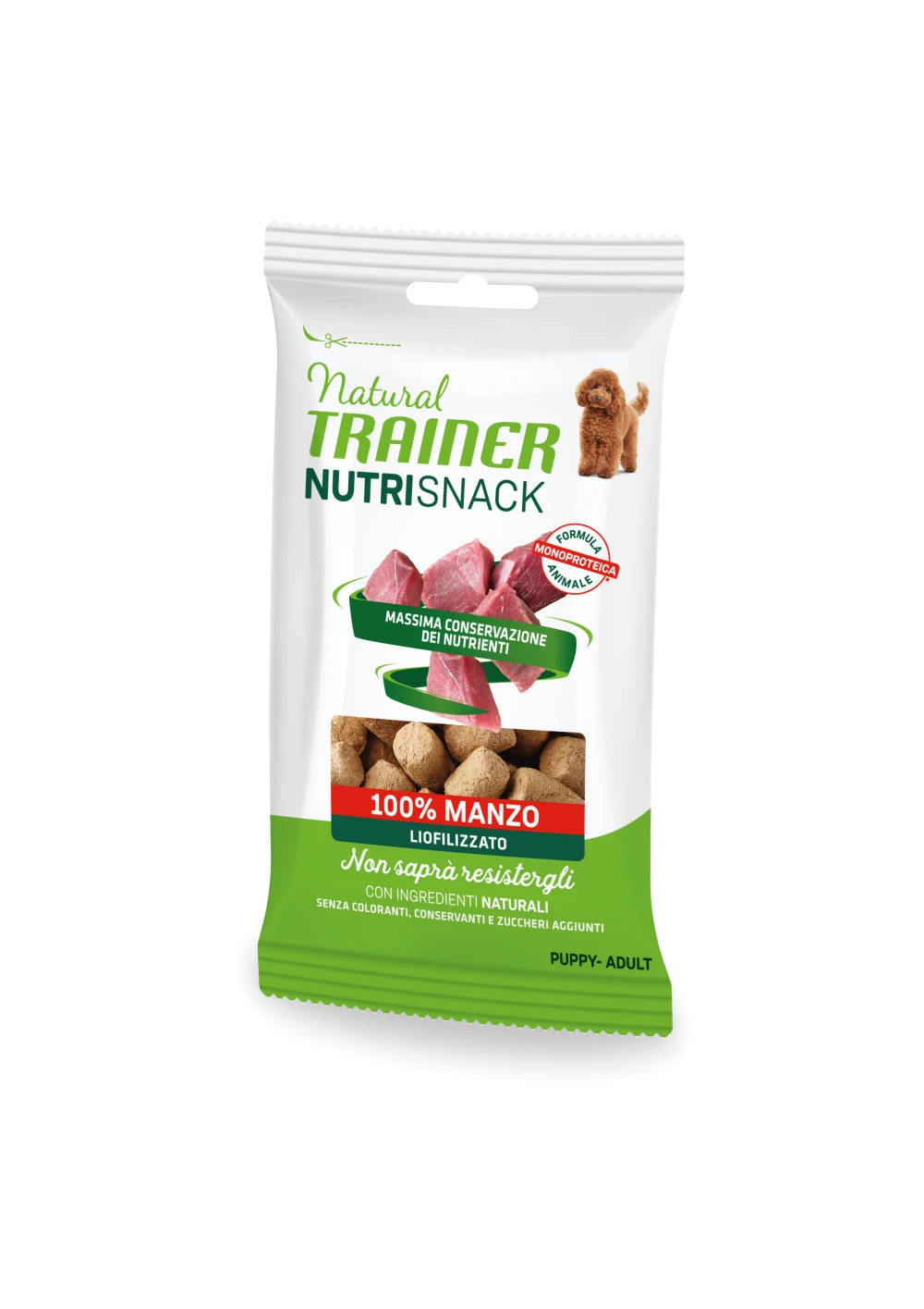 Natural Trainer Nutrisnack liofilizzato per Cani al Manzo Puppy & Adult 20 g