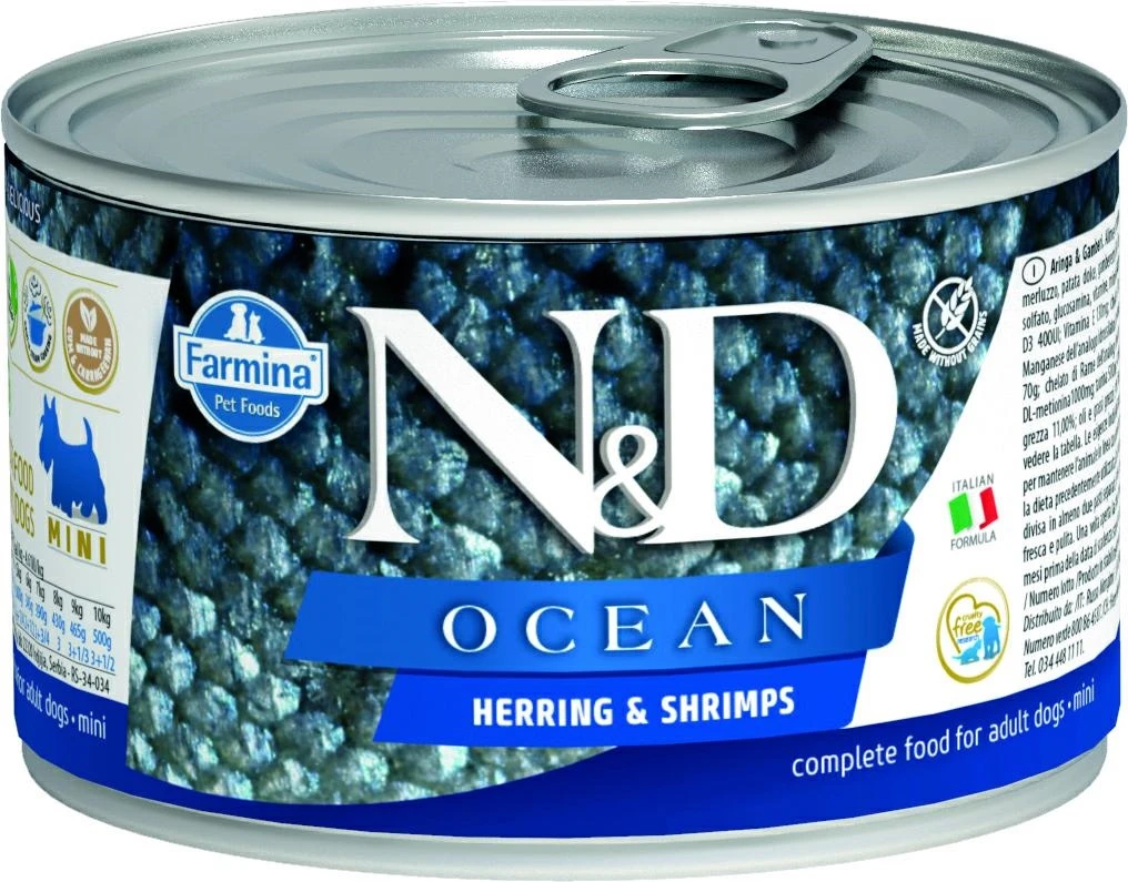 Farmina N&D Umido Ocean Aringa e Gamberetti lattina 140 g