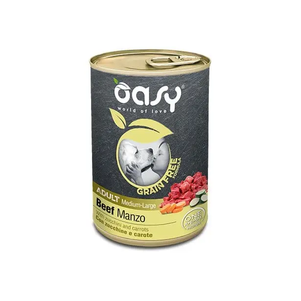Oasy Grain Free Formula Adult - Umido per Cani - 400 gr / Manzo