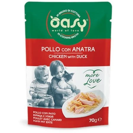 Oasy More Love Cat Buste Pollo/Anatra 24 x 70 g
