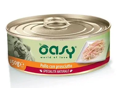 Oasy POLLO CON PROSCIUTTO - Umido naturale cani - Gr.150 - Foto 1