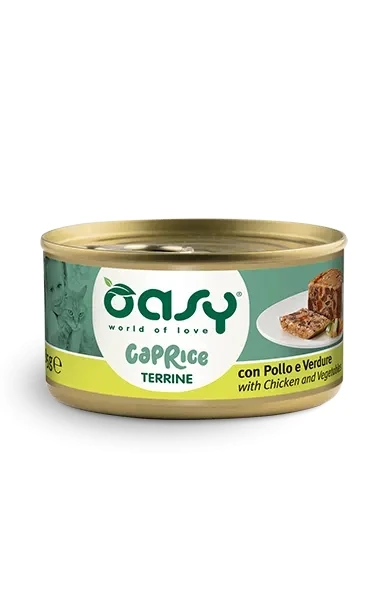 Oasy Wet Cat CAPRICE - Terrina con POLLO E VERDURE Lattina 85 gr 