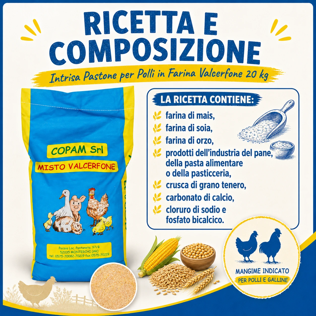 Ricetta e composizione Pastone Intrisa per Polli in Farina Valcerfone