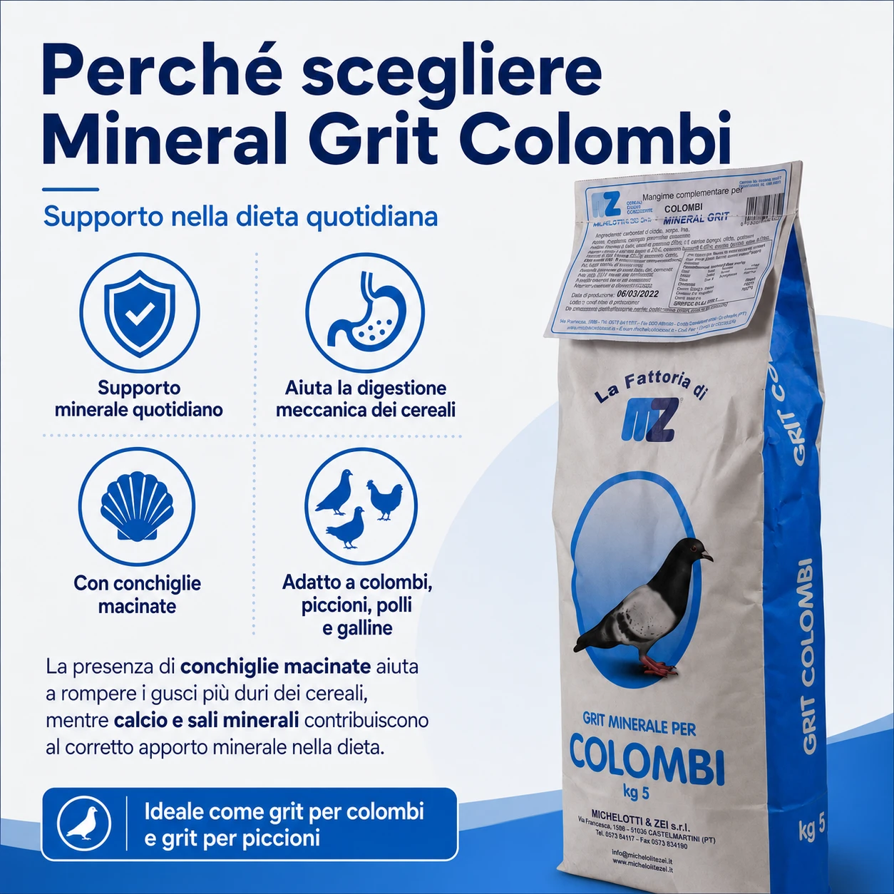 perché scegliere Sale grit per Piccioni e galline