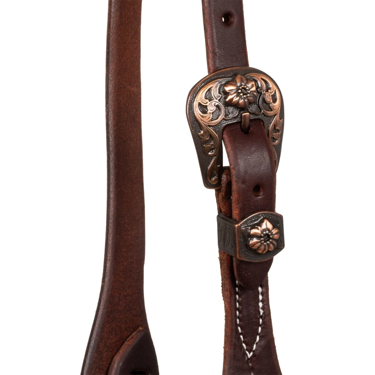 Platinum Pro Testiera western 3/4 Slip Ear con fibbia rame anticato - Unica Olio Scuro - foto 3
