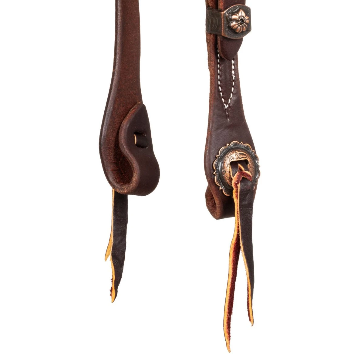 Platinum Pro Testiera western 3/4 Slip Ear con fibbia rame anticato - Unica Olio Scuro - foto 4