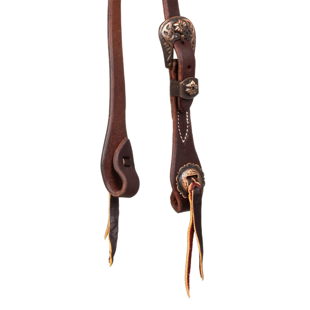 Platinum Pro Testiera western 3/4 Slip Ear con fibbia rame anticato - Unica Olio Scuro - foto 5