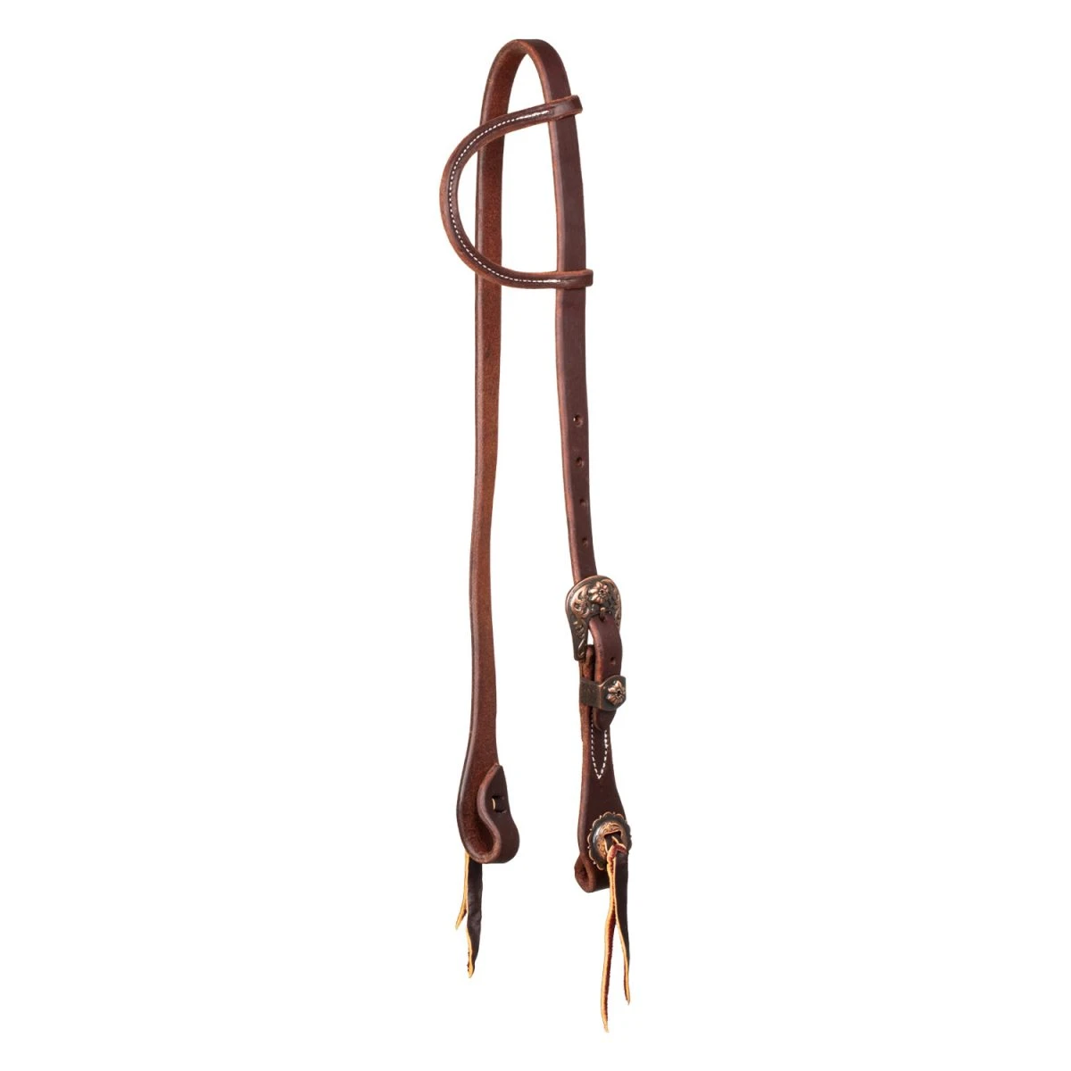 Platinum Pro Testiera western 3/4 Slip Ear con fibbia rame anticato - Unica Olio Scuro