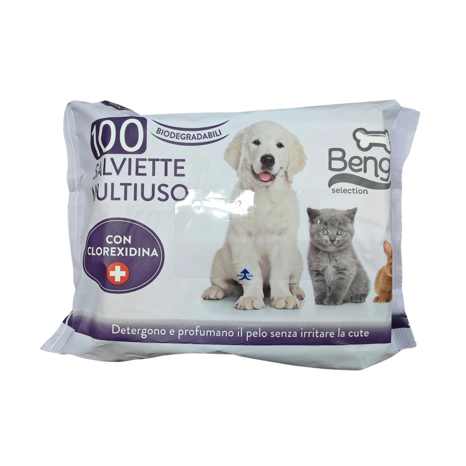 Salviette clorexidina cani e gatti Bengy confezione da 100 pezzi