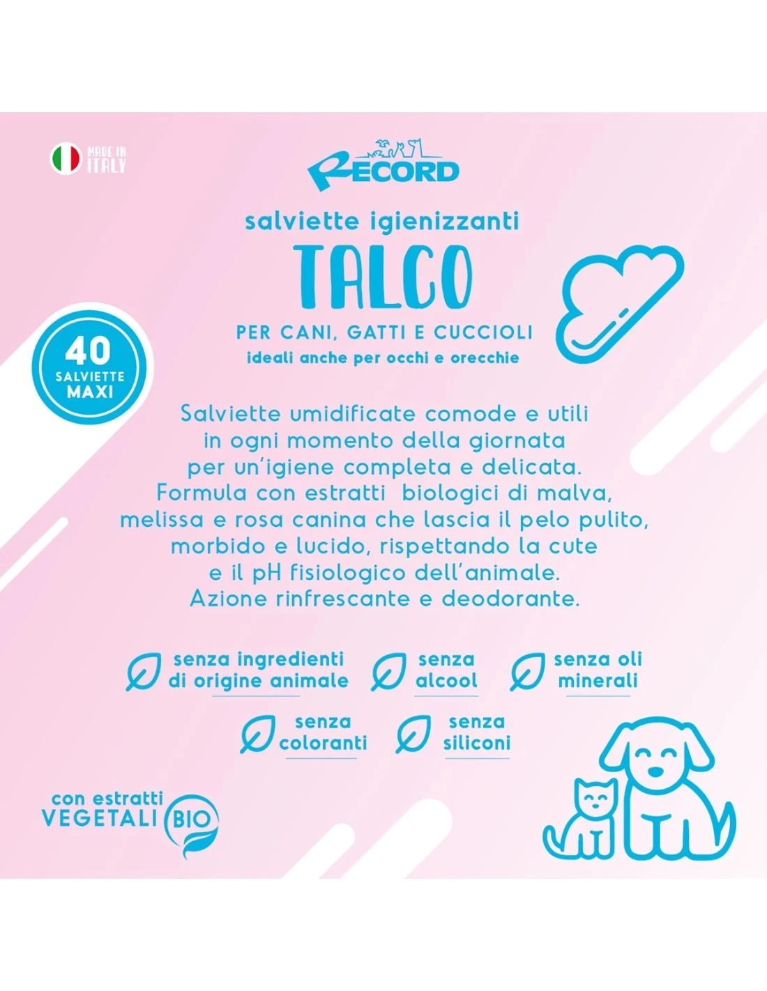 Record Salviette detergenti Talco 40 pezzi - foto 2