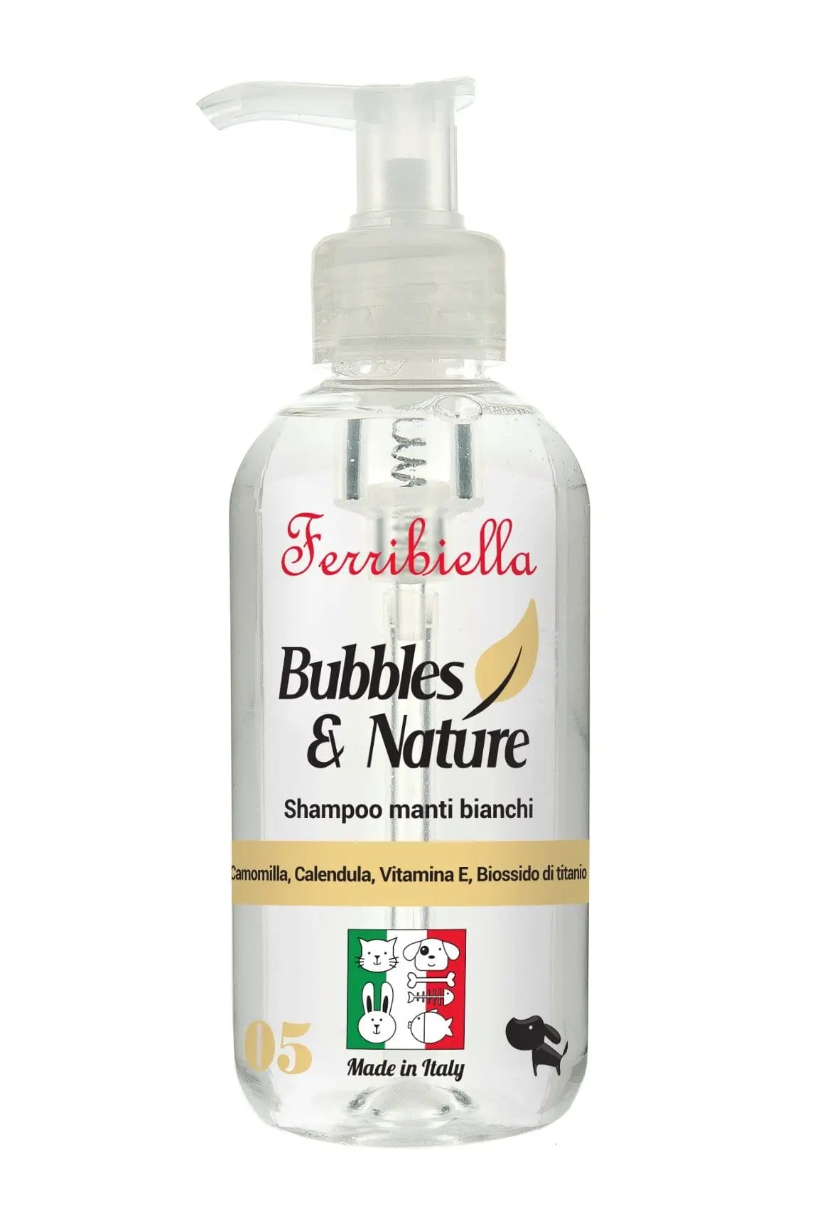 Shampoo Manti bianchi per cani - 250 ml - Bubbles & Nature - Ferribiella