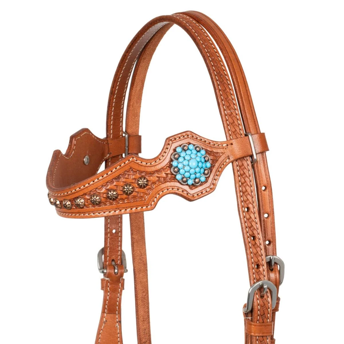 Testiera briglia Western con perline blu - Pool's - foto 2