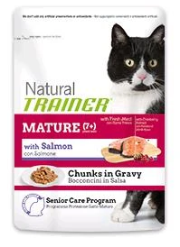 Trainer NATURAL MATURE CON SALMONE - Umido gatto anziano 12 bustine Gr. 85 - Foto 1