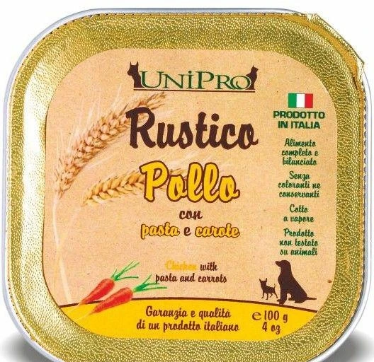 Unipro Rustico Pollo, Pasta e Carote 32 x 100 g