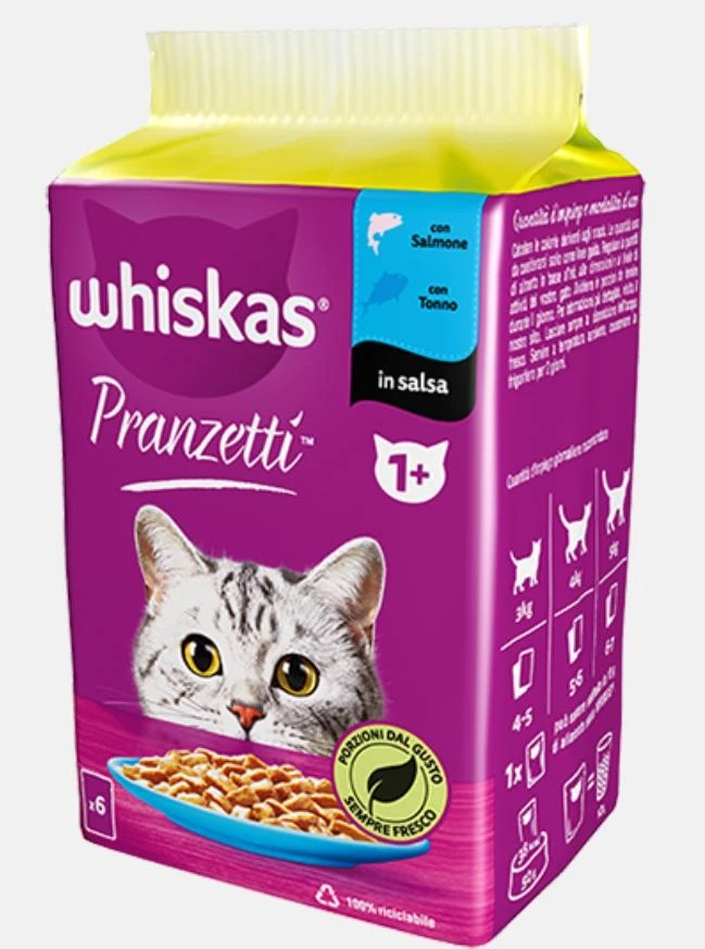 Whiskas Pranzetti Pesce 1+ Salmone/Tonno 6 x 50 g