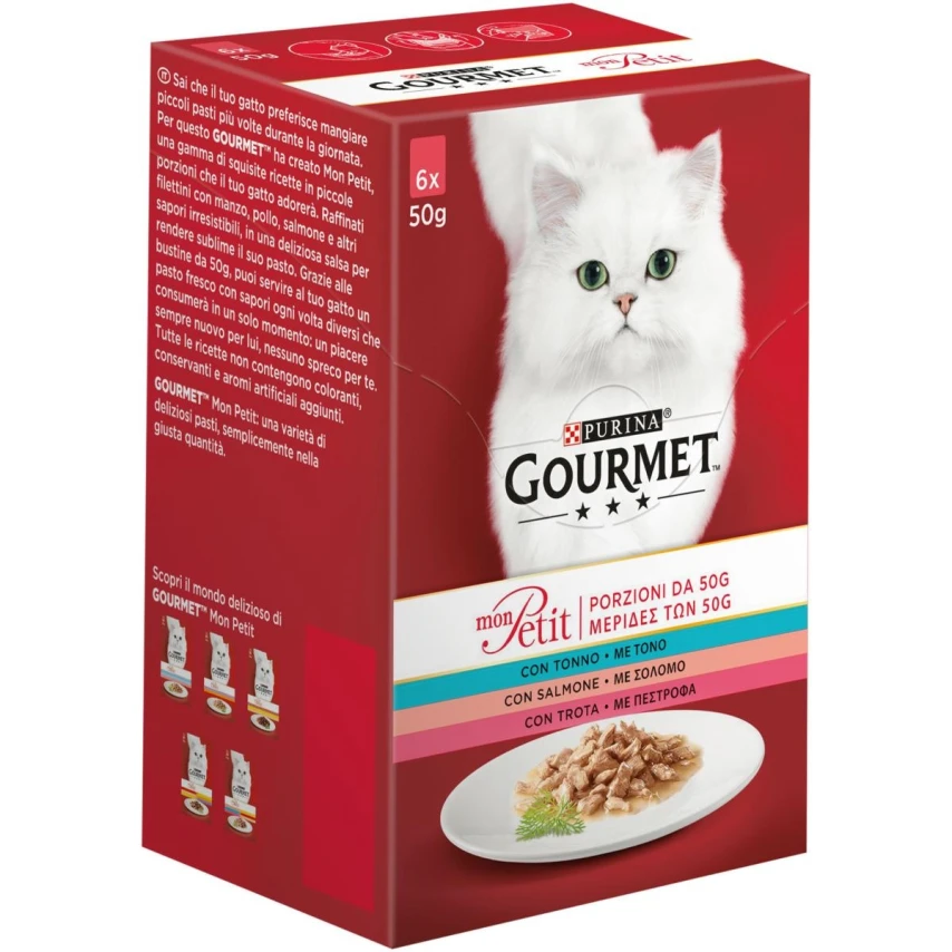 Purina Gourmet Mon Petit Tonno, Salmone e Trota 6x50 g