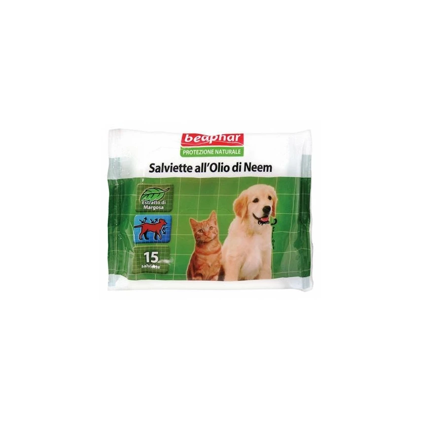 Beaphar Salviette Olio di Neem per Cani - 15 pz